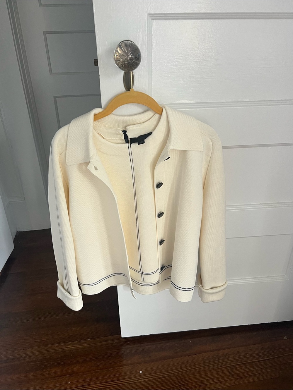 Zara Cream Contrast-Trim Twinset